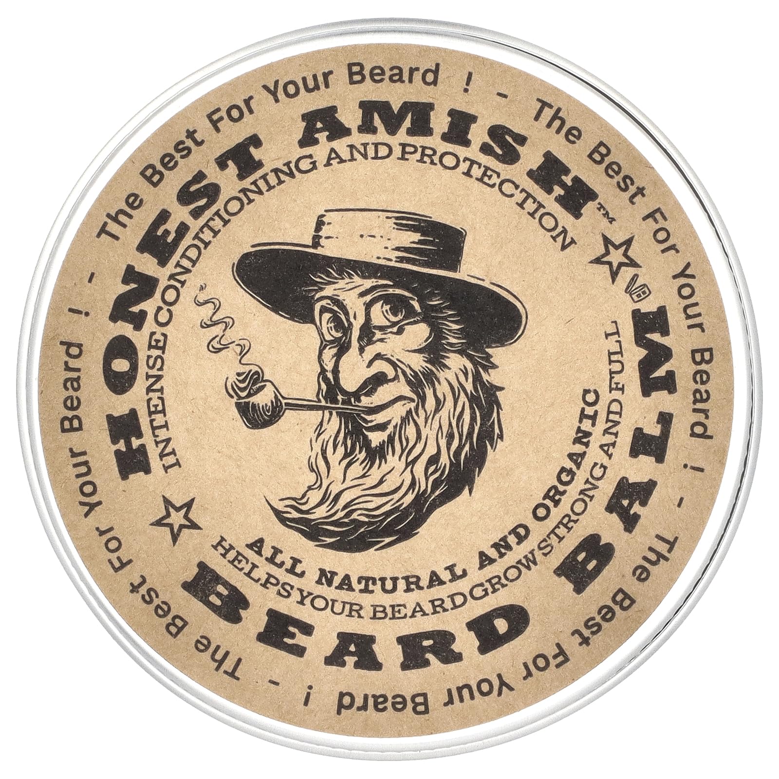 Honest Amish Beard Balm Leave-in Conditioner - Made with only Natural and Organic Ingredients - 2 Ounce Tin | Shea Butter, Coconut Oil & Argan Oil Blend Softens and Conditions for Smoother Daily Beard Styling