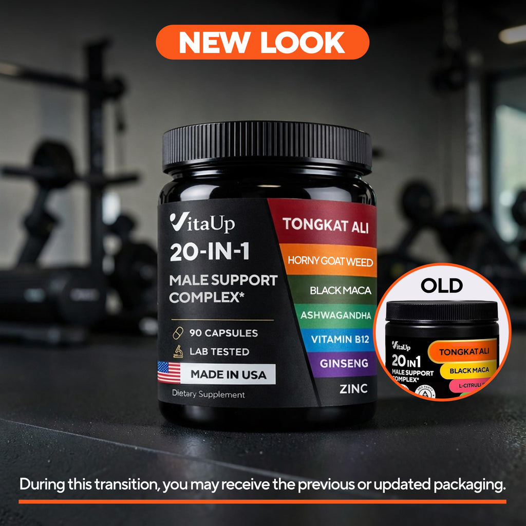 Men Supplements 20 in 1 - Male Supplements with Tongkat Ali, Black Maca Root for Men, Zinc, Vitamin B12, Astragalus for Normal Energy Support - 90 Vegan Caps
