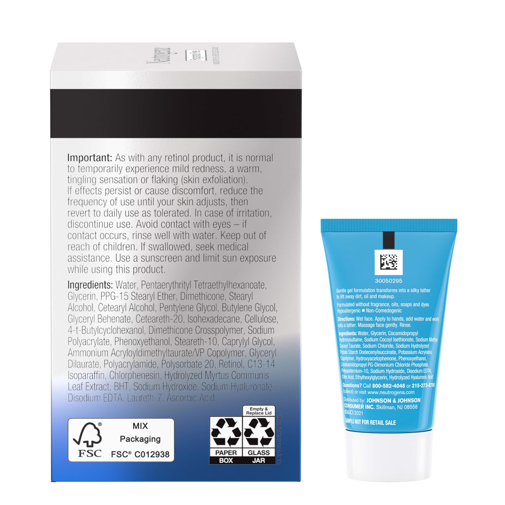 Buy now Neutrogena Rapid Wrinkle Repair Retinol Pro+ Night Cream Face Moisturizer, Anti-Aging Face Cream, 1.7 oz + Trial Size Hydro Boost Facial Cleanser, 0.5 fl. oz at indiglob india