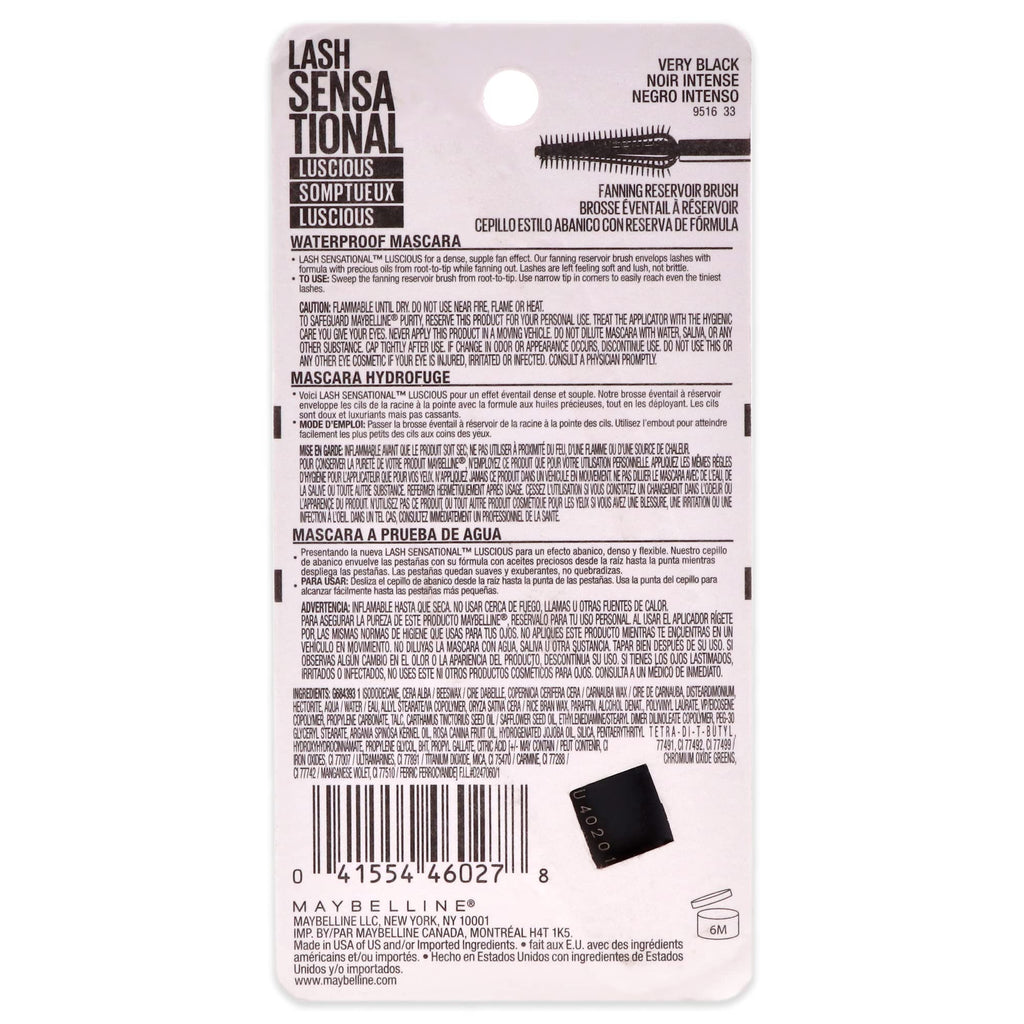 Buy now Maybelline New York Lash Sensational Luscious Waterproof Mascara, Very Black, 0.3 fl. oz. K2004600 at indiglob india