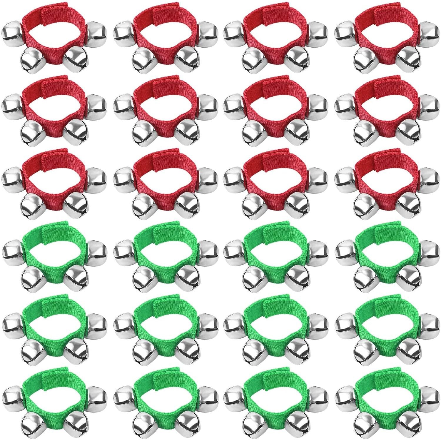 Buy now Augshy Jingle Bells, 24 Pcs Wrist Band Jingle Bells, 12 Musical Instruments Gift for Kids Red,Green at indiglob india