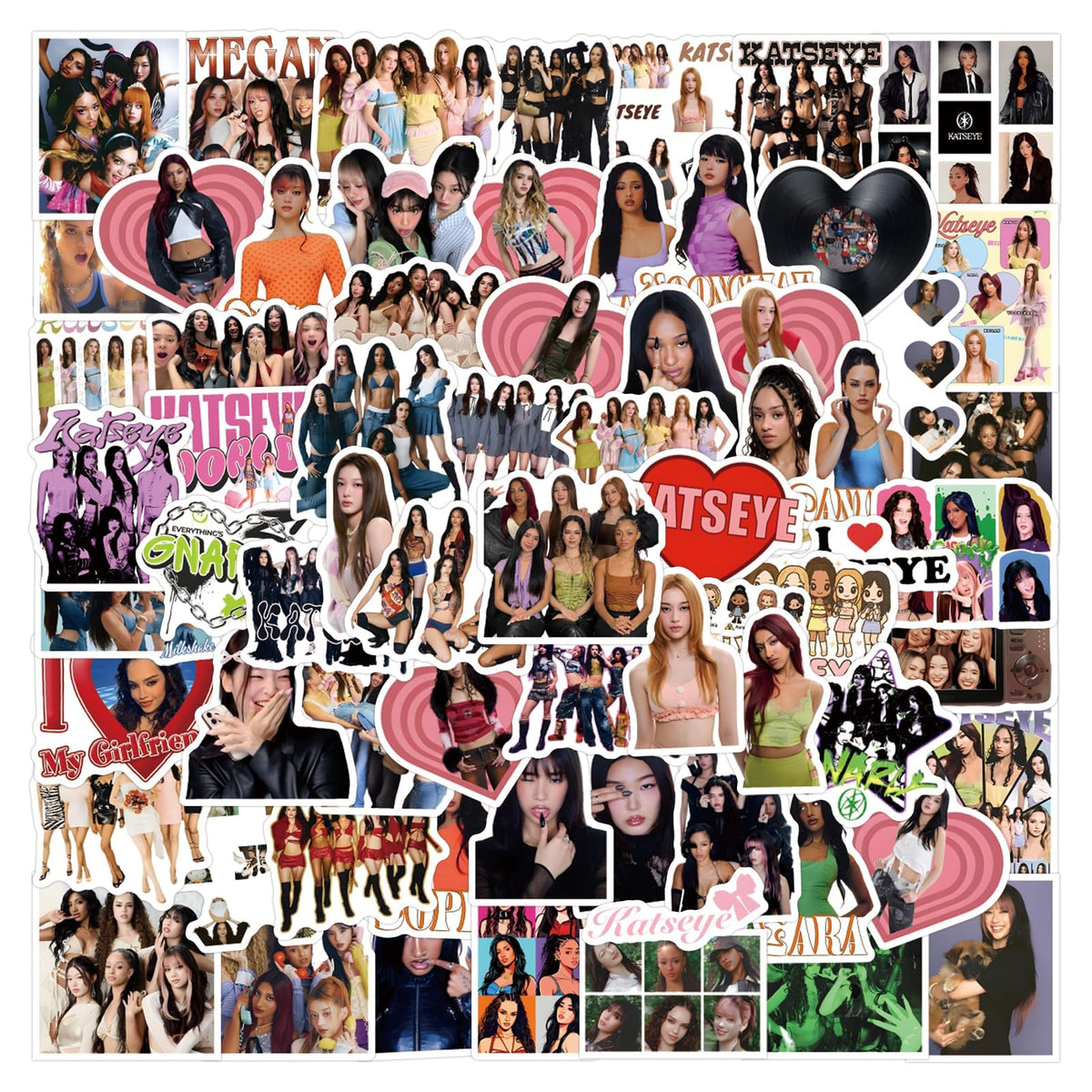 120Pcs Katseye Stickers, Waterproof Vinyl Stickers for Laptop, Water Bottle, Scrapbooking, Notebook, Phone Case, Guitar, Cute Katseye Aesthetic Decals for Teens & Fans