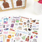 bloom daily planners Holiday Seasonal Planner Sticker Sheets - Vintage Seasonal Sticker Pack - Removable & Repositionable - Over 310 Stickers Per Pack!