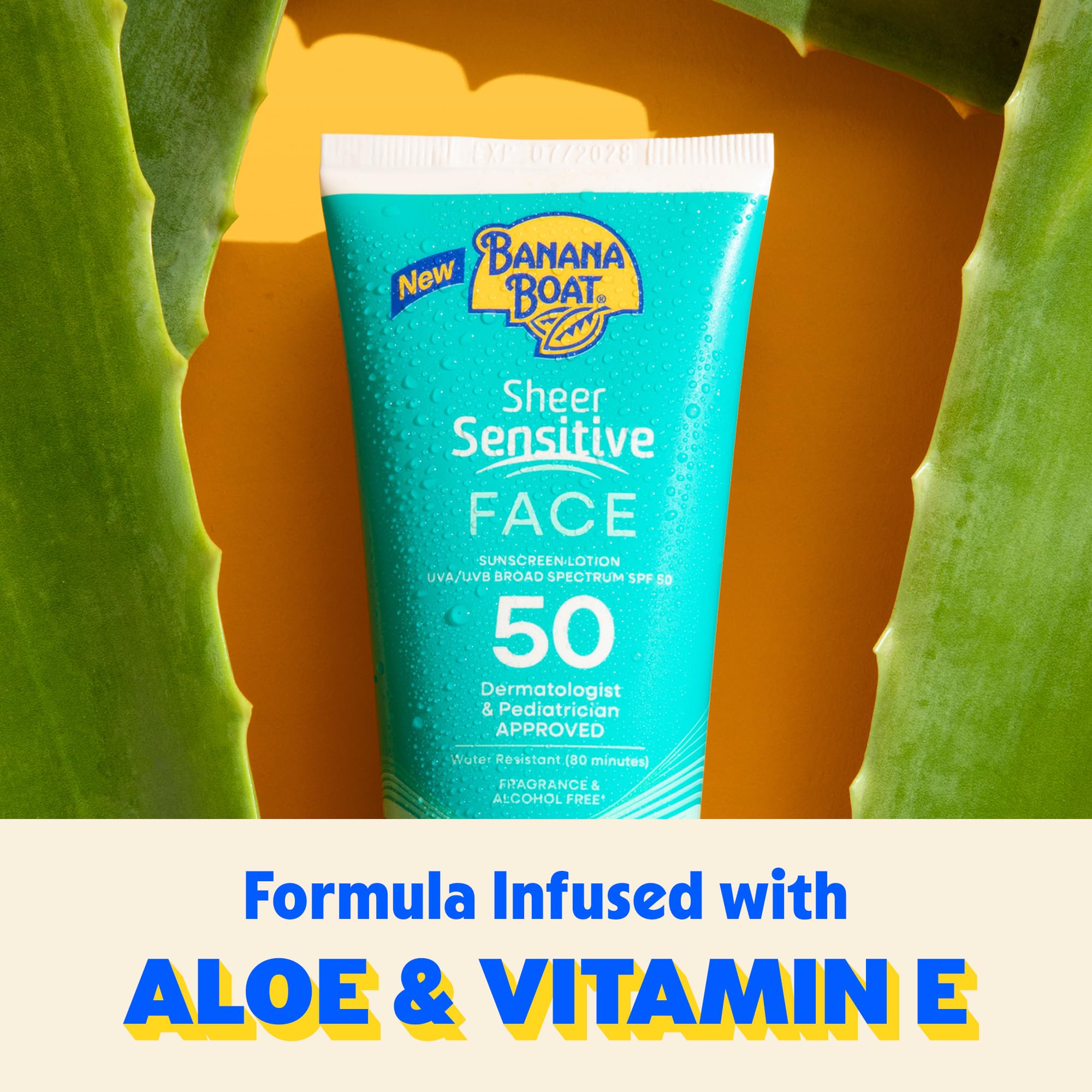 Banana Boat Sheer Sensitive Face Sunscreen Lotion SPF 50, 3 Fl Oz | Travel size sunscreen for face, Lightweight formula, Water resistant sunblock, Quick sheer application