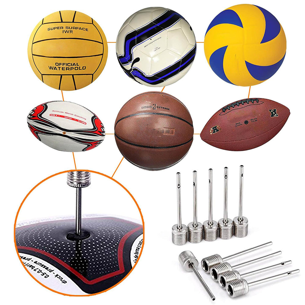 Mobi Lock 6Pcs Ball Pump Inflation Needles - Stainless Steel - Sports Balls