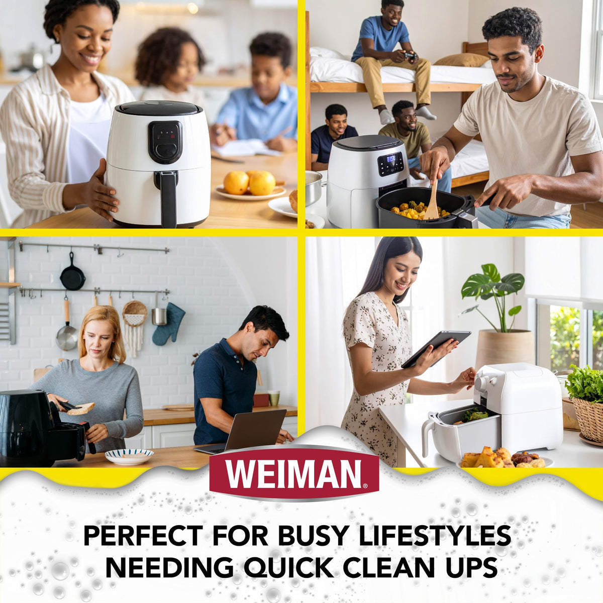 Weiman Foaming Air Fryer Cleaning Kit, Cleaner & Degreaser for Ceramic Baskets & Trays, Removes Grease, Grime, Oil & Baked-On Food, Includes Non-Abrasive Sponge, Fast-Acting, Residue-Free, 14 oz