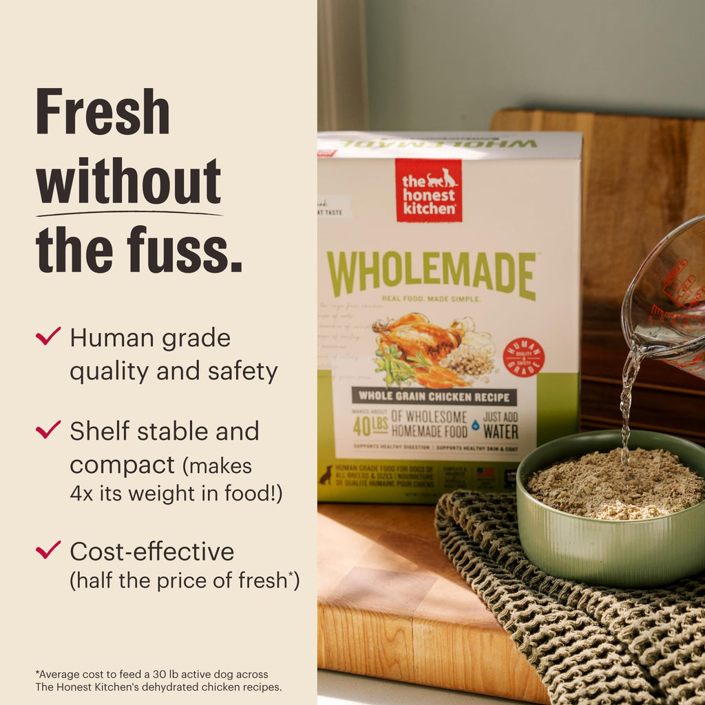 The Honest Kitchen Wholemade Whole Grain Beef Recipe, Human Grade Dehydrated Dog Food, Just Add Water, Supports Digestion, Skin & Coat, Topper for Dry or Wet Dog Food, 10 lb Box Makes 40 lbs