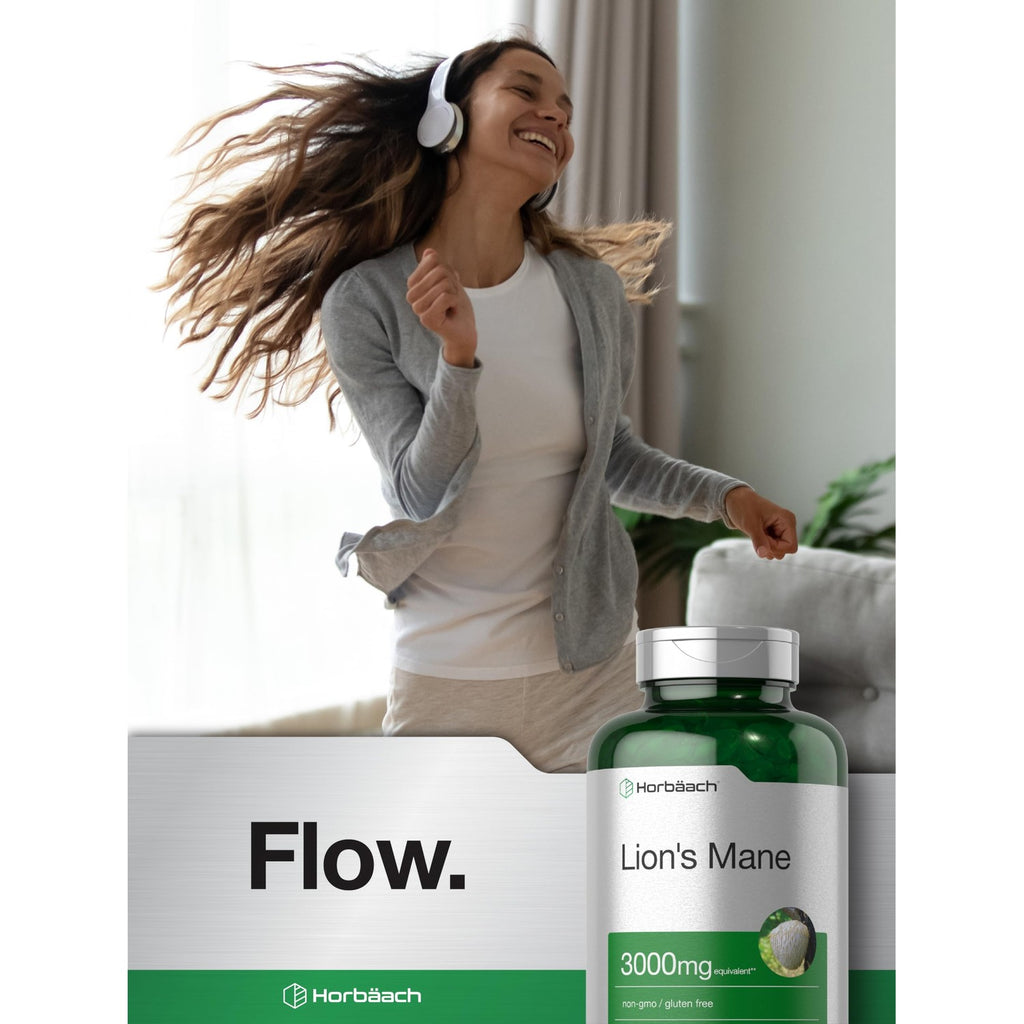 Horbäach Lions Mane Mushroom Supplement | 80 Softgel Capsules | Non-GMO & Gluten Free Extract Formula
