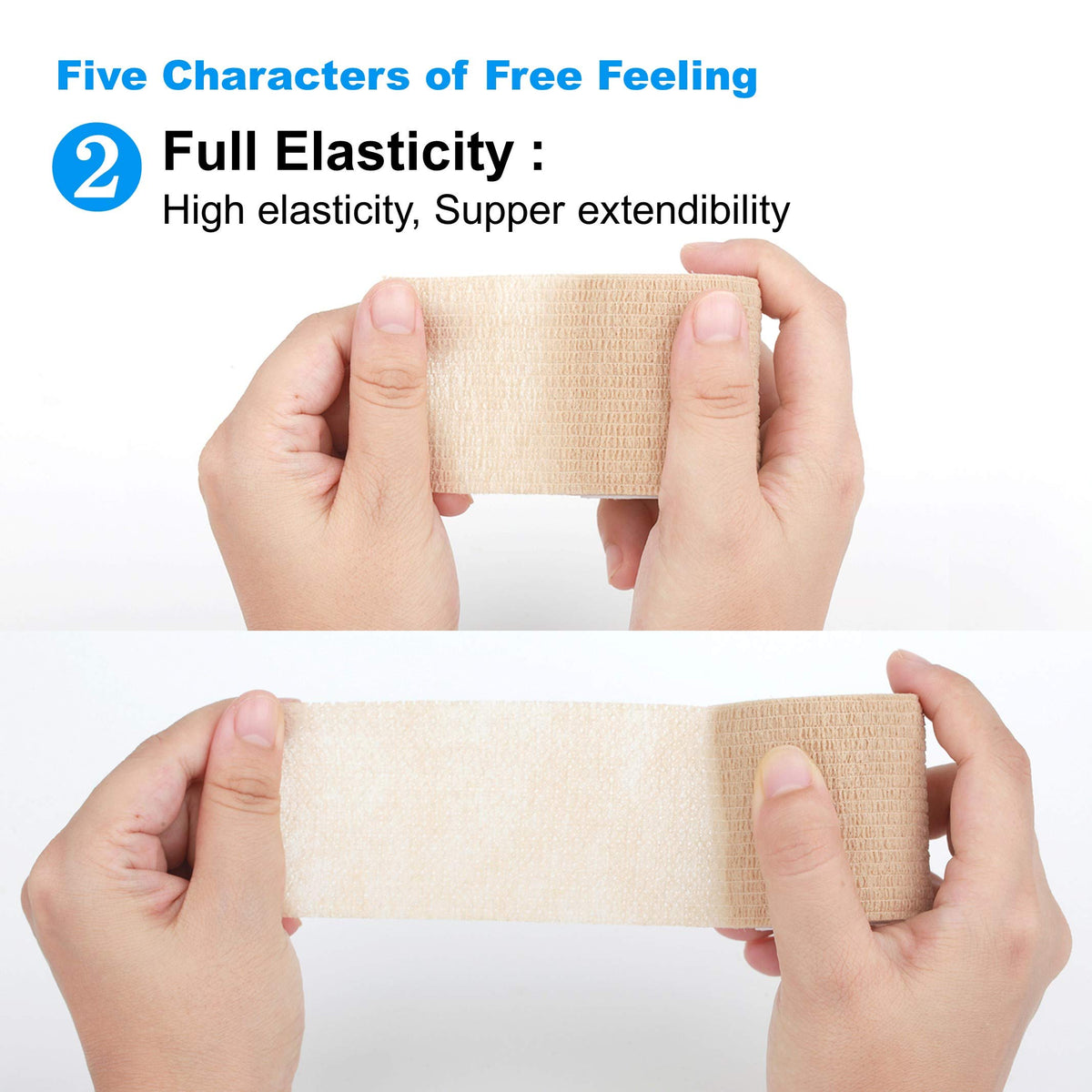 self Adhesive Bandage wrap,Cohesive Bandage,Medical Tape,Vet Wrap, Athletic Elastic Stretch Band, self Adhesive, Flexible, Breathable & idea for Sport Injury & Wound/Finger/Wrist (Pets Too) 2“x15ft
