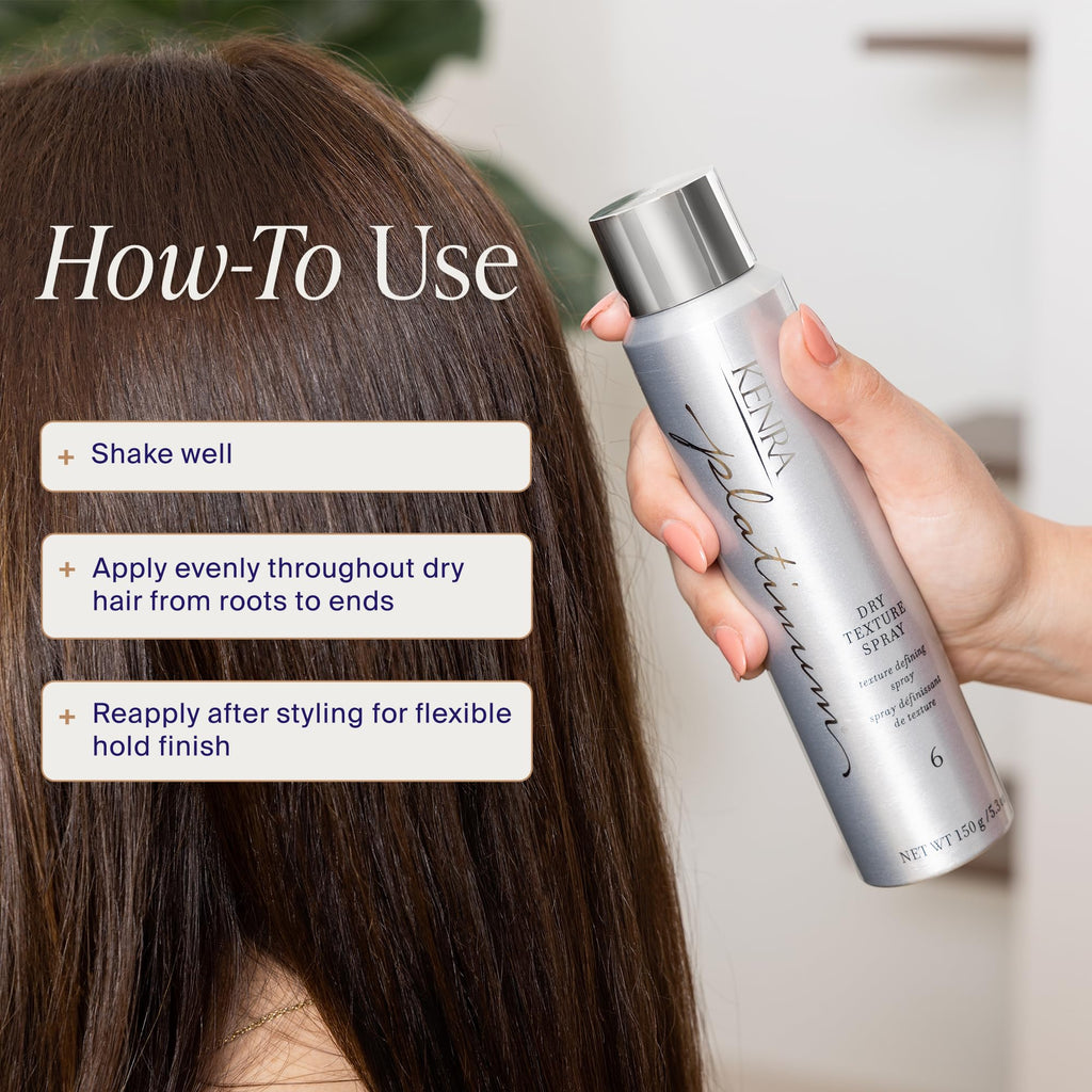 Kenra Platinum Dry Texture Spray 6 | Texture Defining Styler | Increases Texture & Fullness | Absorbs Oils & Impurities | Ultra-Lightweight, Non-Drying Formulation | All Hair Types