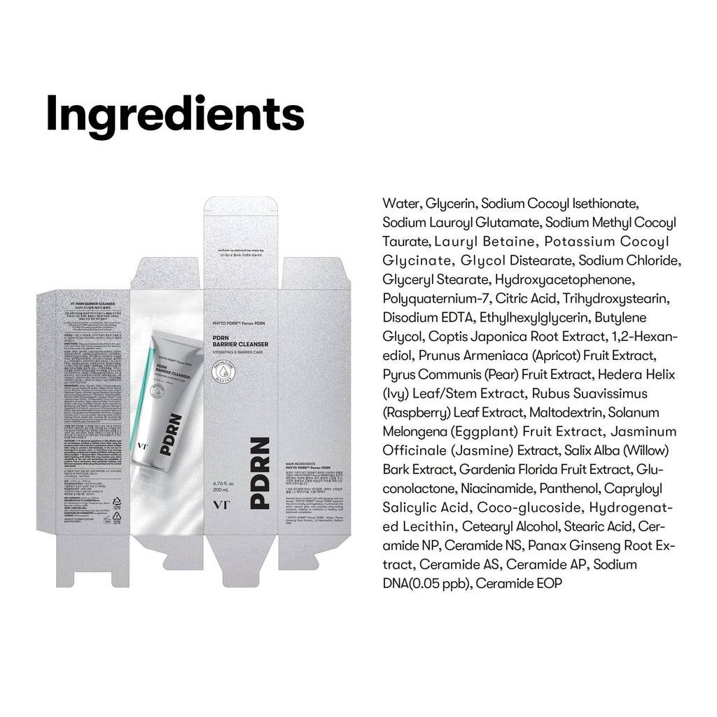 VT COSMETICS PDRN Barrier Cleanser, 6.76 fl.oz