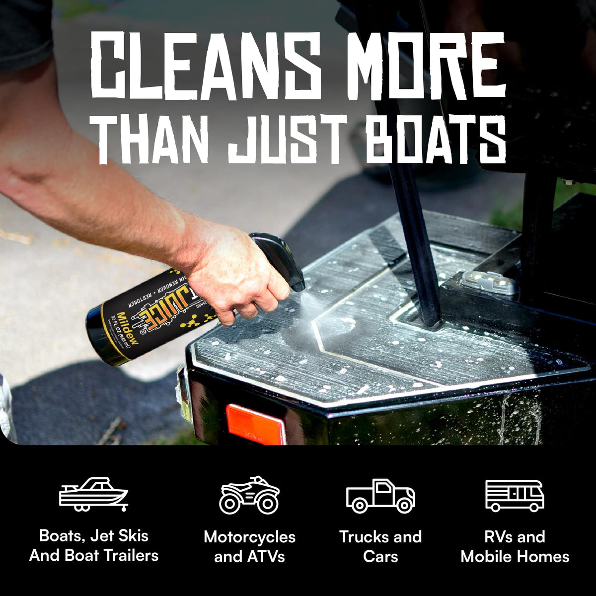 Boat Juice Mildew Stain Remover & Restorer Boat Cleaner | Marine-Grade Boat Mold & Mildew Remover for Vinyl Seats, Upholstery, Cushions & Interior | Fast-Acting, Mango Tango Scent | Made in USA (32oz)