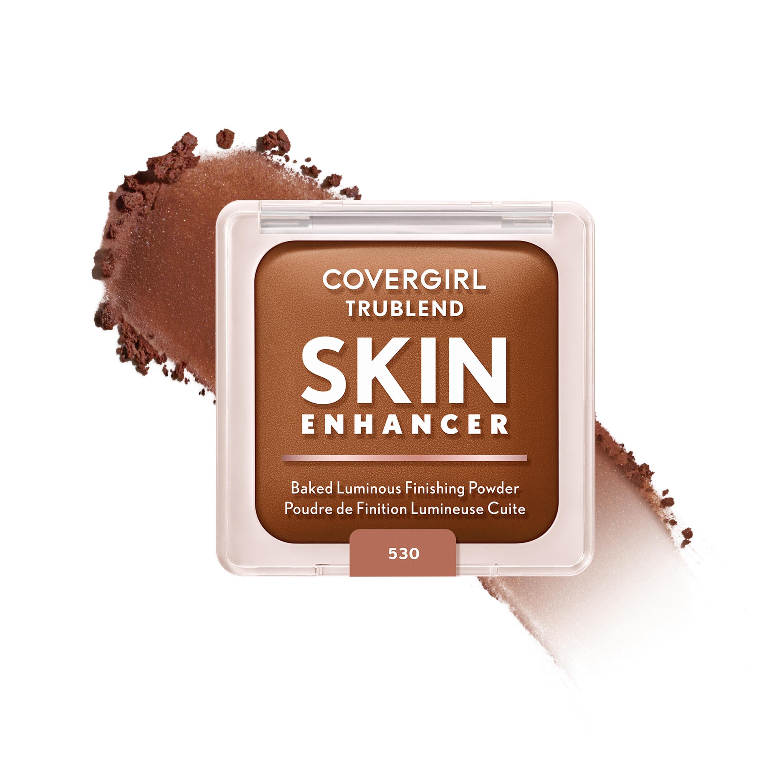 COVERGIRL TruBlend Skin Enhancer Baked Luminous Finishing Face Powder, with Hyaluronic Acid and White Rose Extract, Sheer & Buildable - 530 Cocoa Brownie