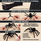 Black Pipe Cleaners Chenille Stems 100 Pieces for DIY Art Craft Decorations Creative (0.24 x 12 Inch)