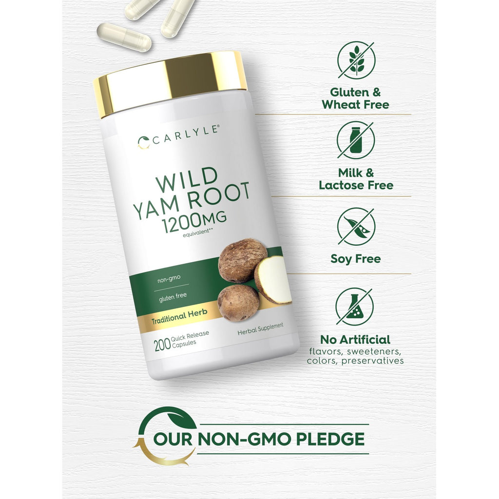 Carlyle Wild Yam Root Capsules | 200 Count | Traditional Herbal Extract
