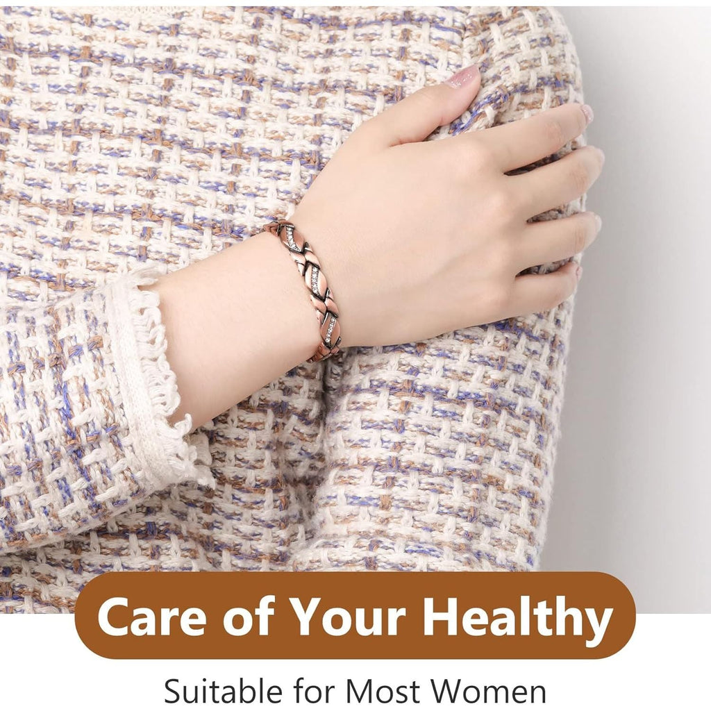 Buy now Jecanori Pure Copper Bracelets for Women,Ultra Magnetic Bracelets for Women with 3500 Gauss Magnets,Crystal Valentine's Day Jewelry Gift, Sizing Tool at indiglob india