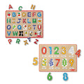 Buy now Melissa & Doug Wooden Lift & See Peg Puzzle Early Learning 2-Pack for Girls and Boys ƒ?? Alphabet, Numbers at indiglob india