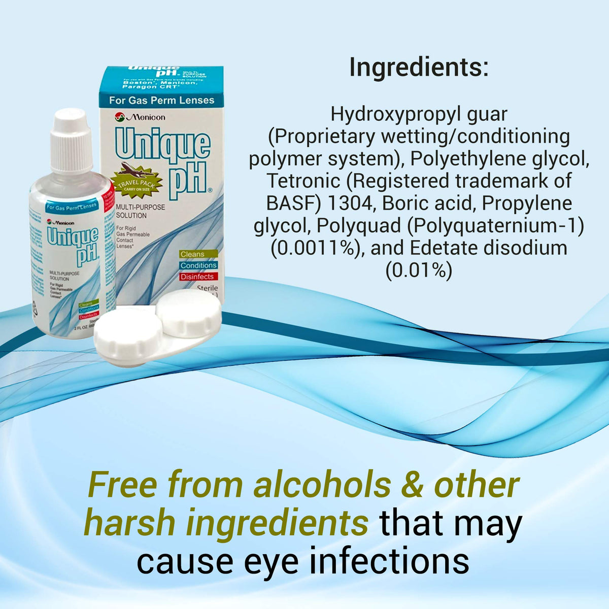 Menicon Unique pH Travel Pack Multipurpose Contact Solution for RGP Lens, 2.5 fl oz