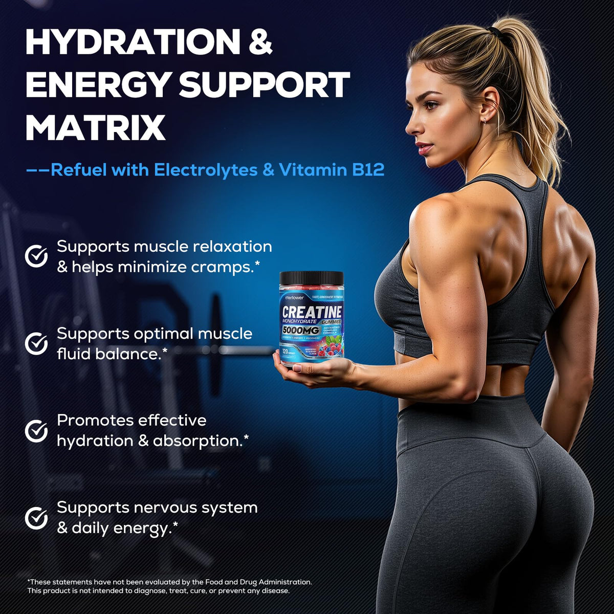 Creatine Gummies, 8-in-1 Complex with Taurine & Electrolytes