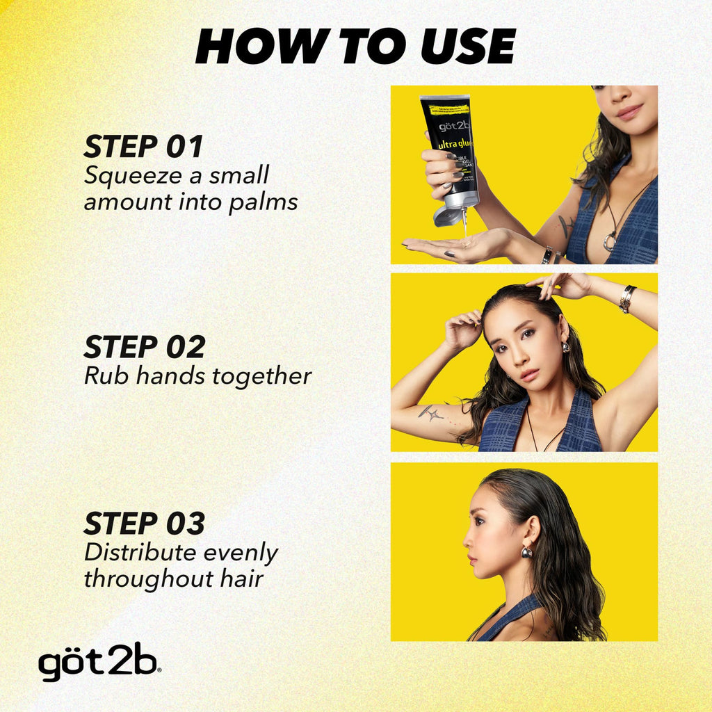 Got2B Ultra Glued Hair Gel, Extra Strong Hold, 6 Fl Oz + 1.25 Fl Oz | Locks styles in place, Non-sticky no-flake formula, Travel size included, For vertical spikes, Alpha XTR technology