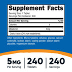 Nutricost Melatonin 5mg, 240 Tablets - 5mg Per Serving, Non-GMO, Gluten Free (Pack of 2)