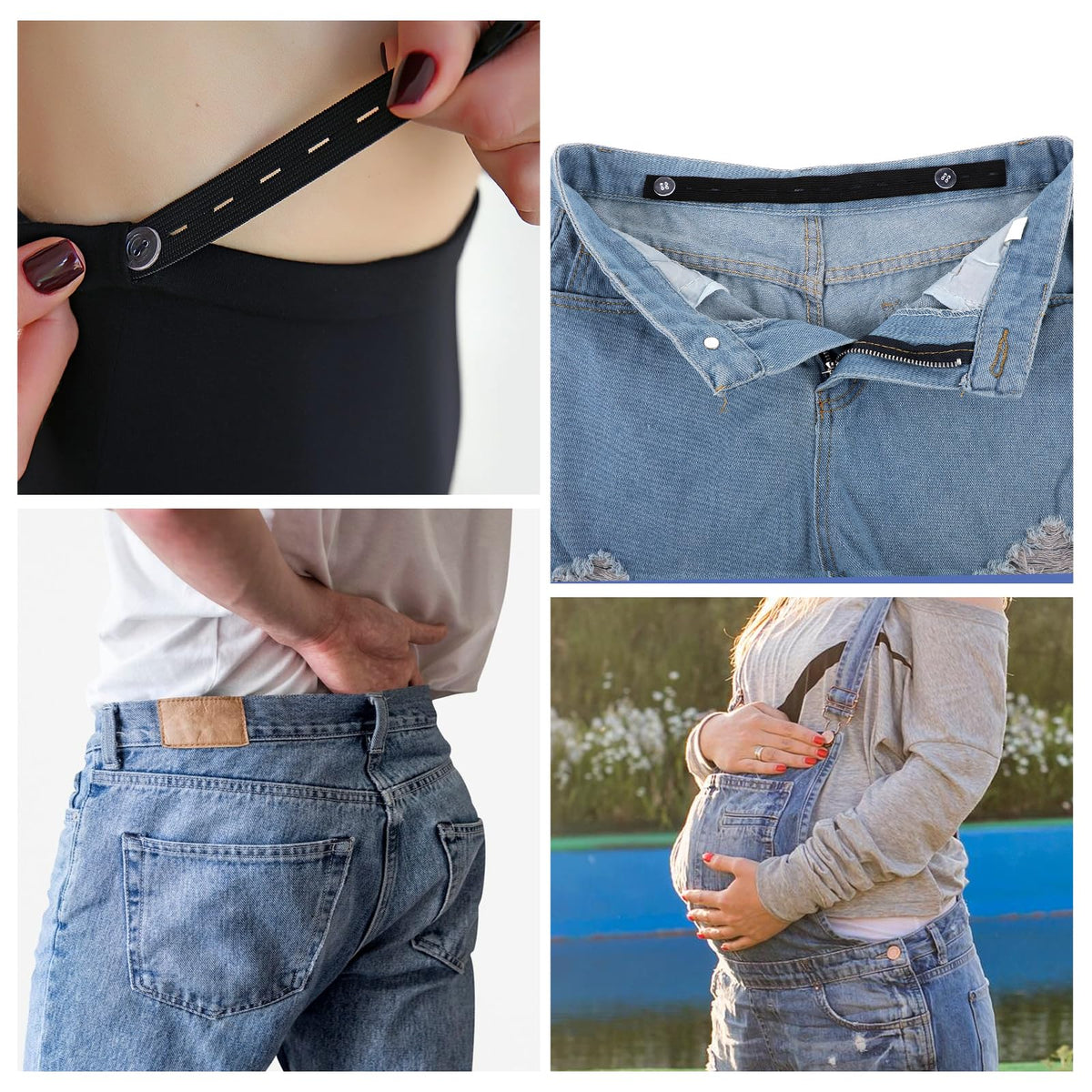 6 Pcs Waist Tightener for Pants Women Jeans Button Tightener Pants Adjuster Waist Tightener Jeans Waist Tightener Jean Button Waist Tightener Suitable Elastic Waist Extenders for Women Men (Black)