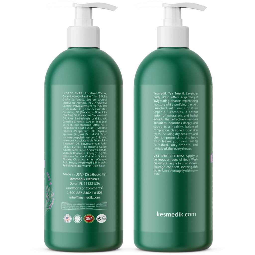 KESMEDIK Tea Tree Oil & Lavender Body Wash MaxTherapy for Skin, 2-Pack