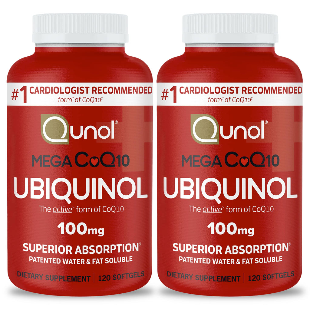 Qunol Mega Ubiquinol CoQ10 100mg, Superior Absorption, 120 Softgels | #1 Cardiologist Recommended Supplement for Heart Health, Coenzyme Q10 Supplement to support Vascular Health & Cellular Energy