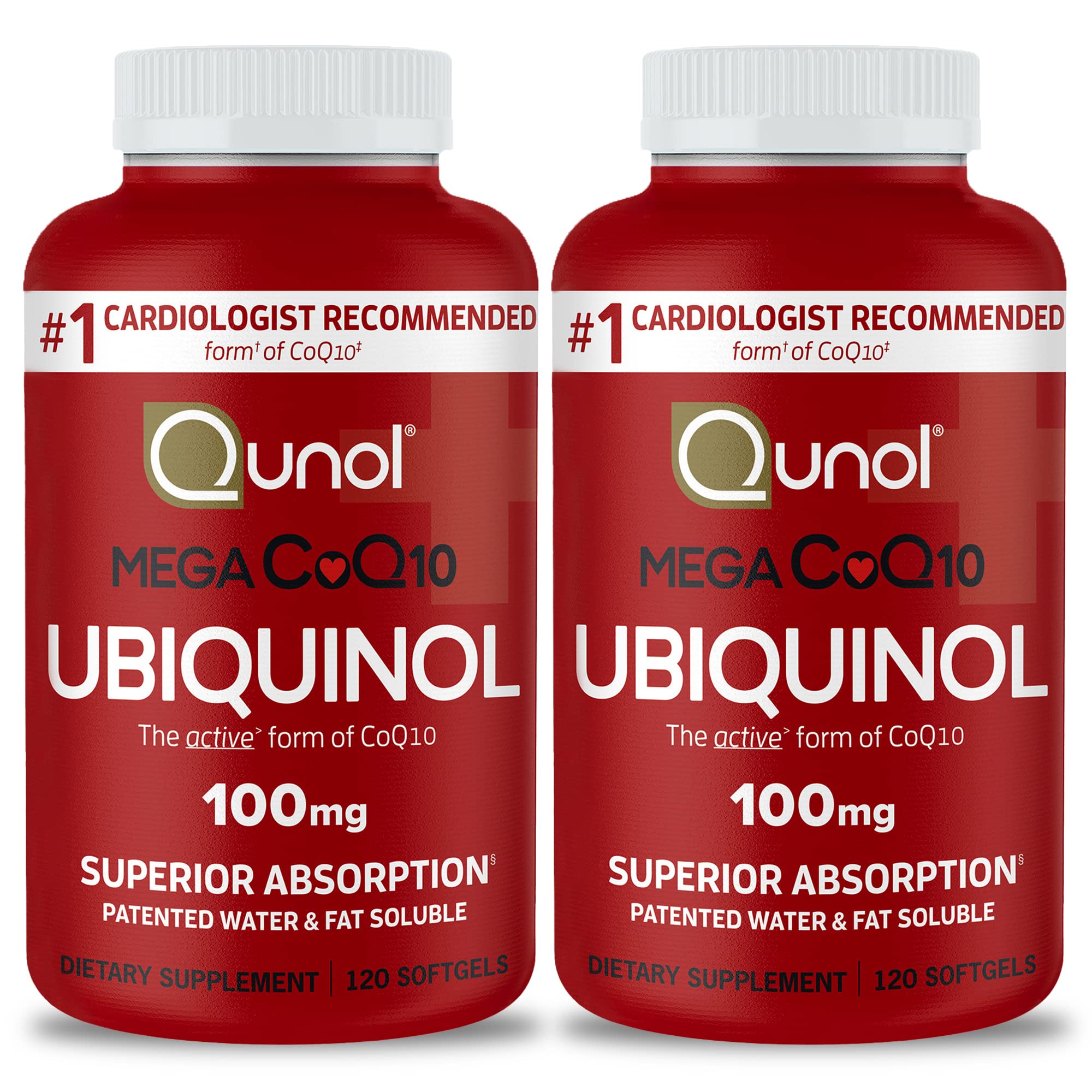 Qunol Mega Ubiquinol CoQ10 100mg, Superior Absorption, 120 Softgels | #1 Cardiologist Recommended Supplement for Heart Health, Coenzyme Q10 Supplement to support Vascular Health & Cellular Energy