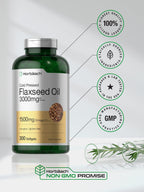 Horbäach Flaxseed Oil Softgel Capsules 3000mg | 300 Count | High Potency