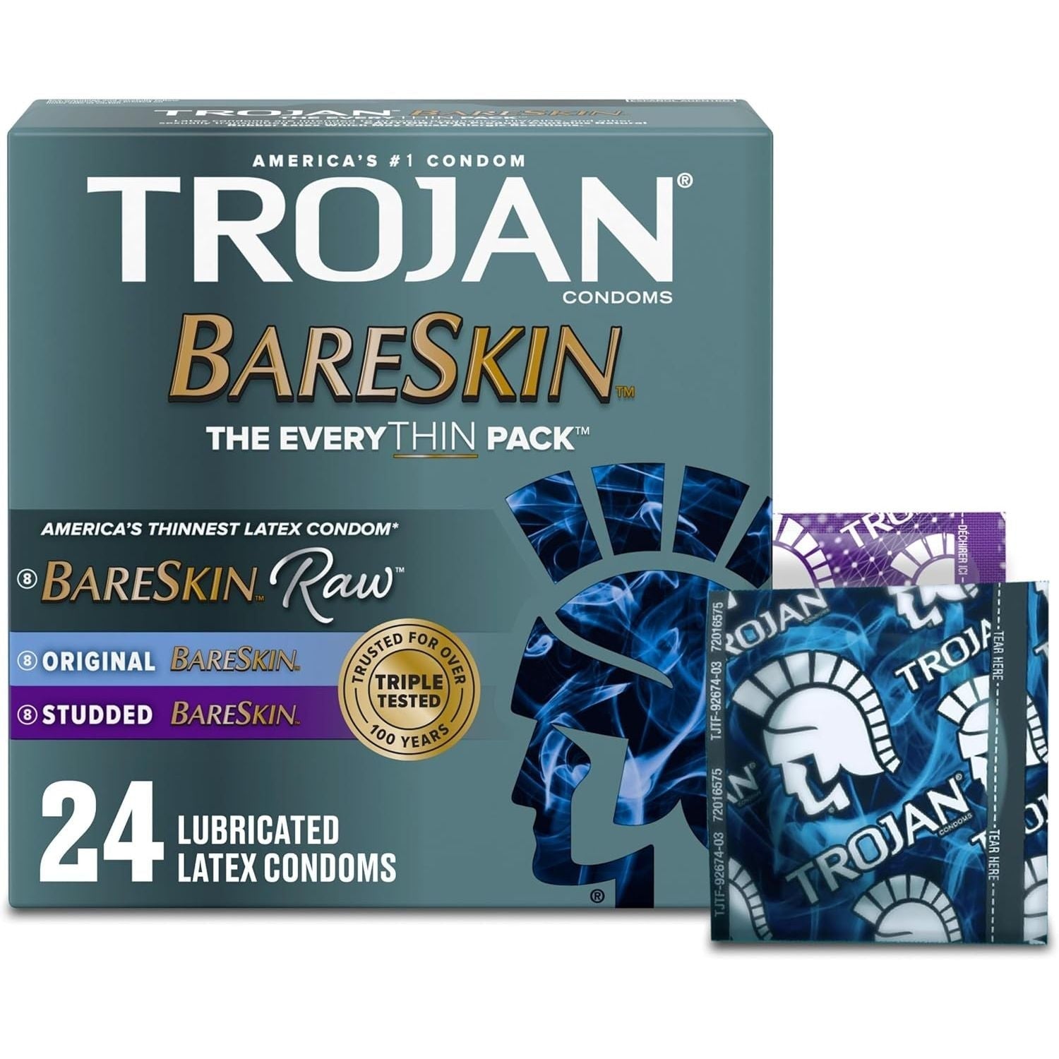 Buy now Trojan Bareskin Thin Premium Lubricated Condoms - 24 Count 24 Count (Pack of 1) Variety Pack-BareSkin Thin Condom at indiglob india