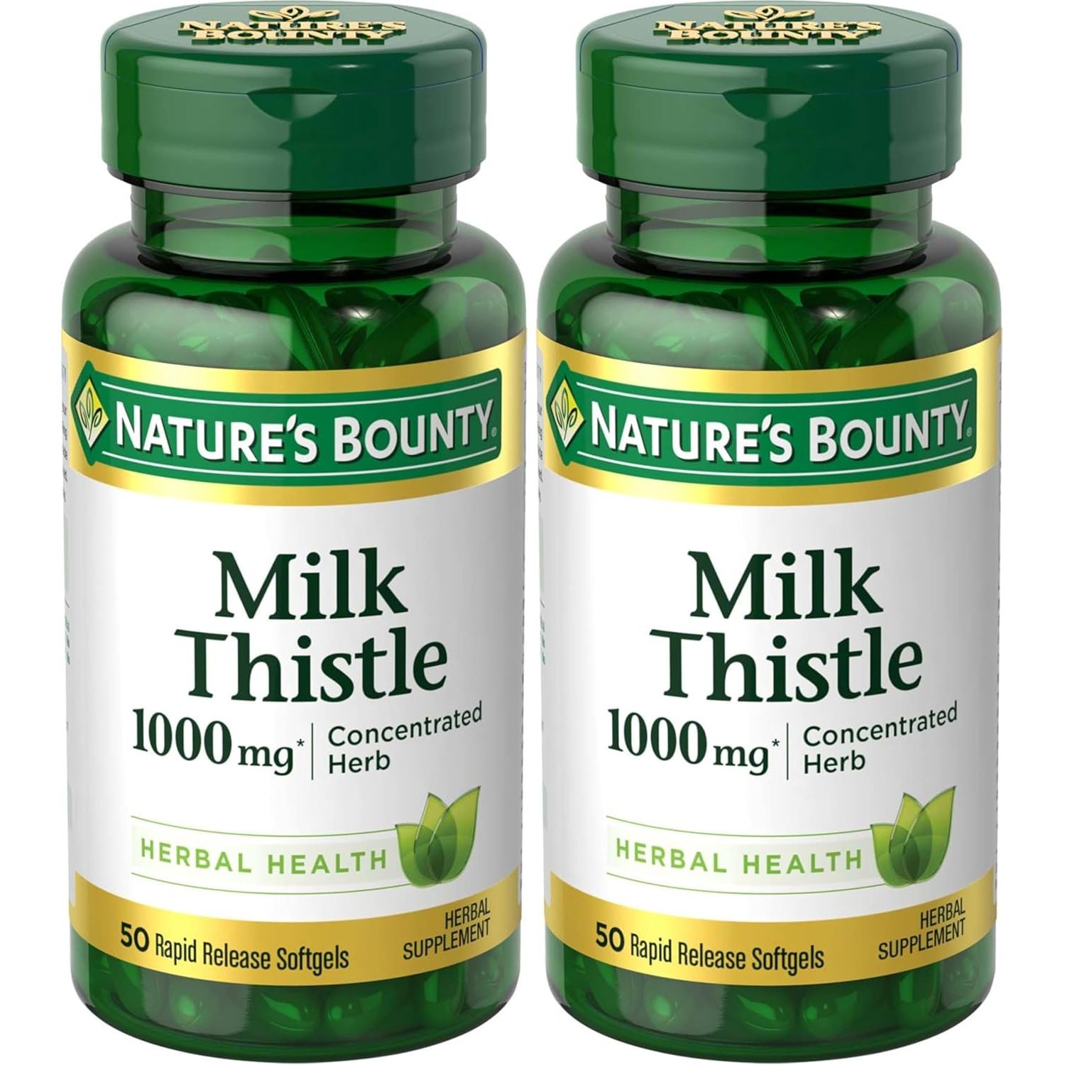 Buy now Nature's Bounty Milk Thistle 1000mg, Herbal Health Supplement, Daily Supplement, Gluten Free, Rapid Release Softgels, 50 Ct 50 Count (Pack of 2) at indiglob india