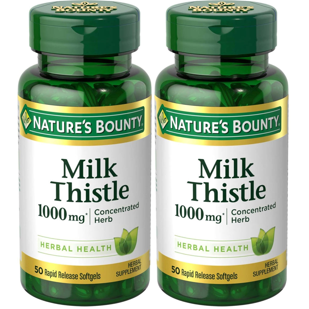 Nature's Bounty Milk Thistle 1000mg, Rapid Release Softgels, 50 Count