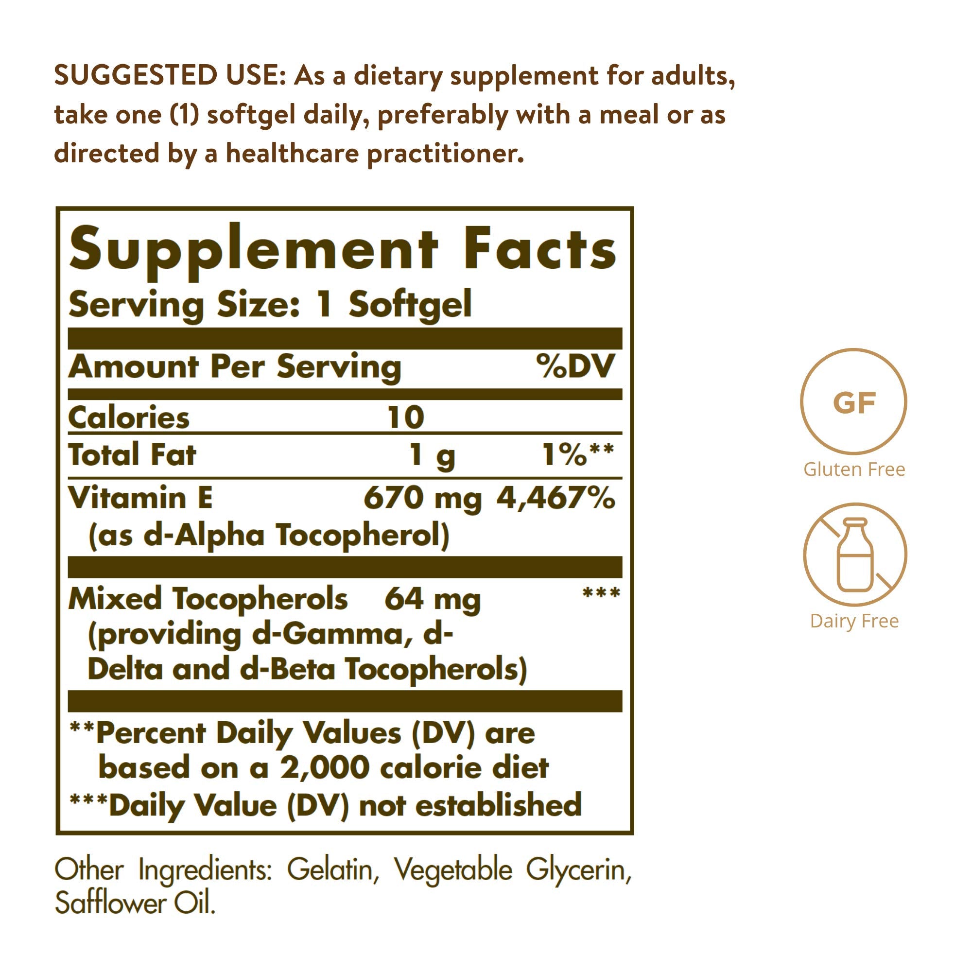 Solgar Vitamin E 670 mg (1000 IU), 100 Mixed Soft Gels - Non GMO | Suitable for Vegetarians, Gluten Free
