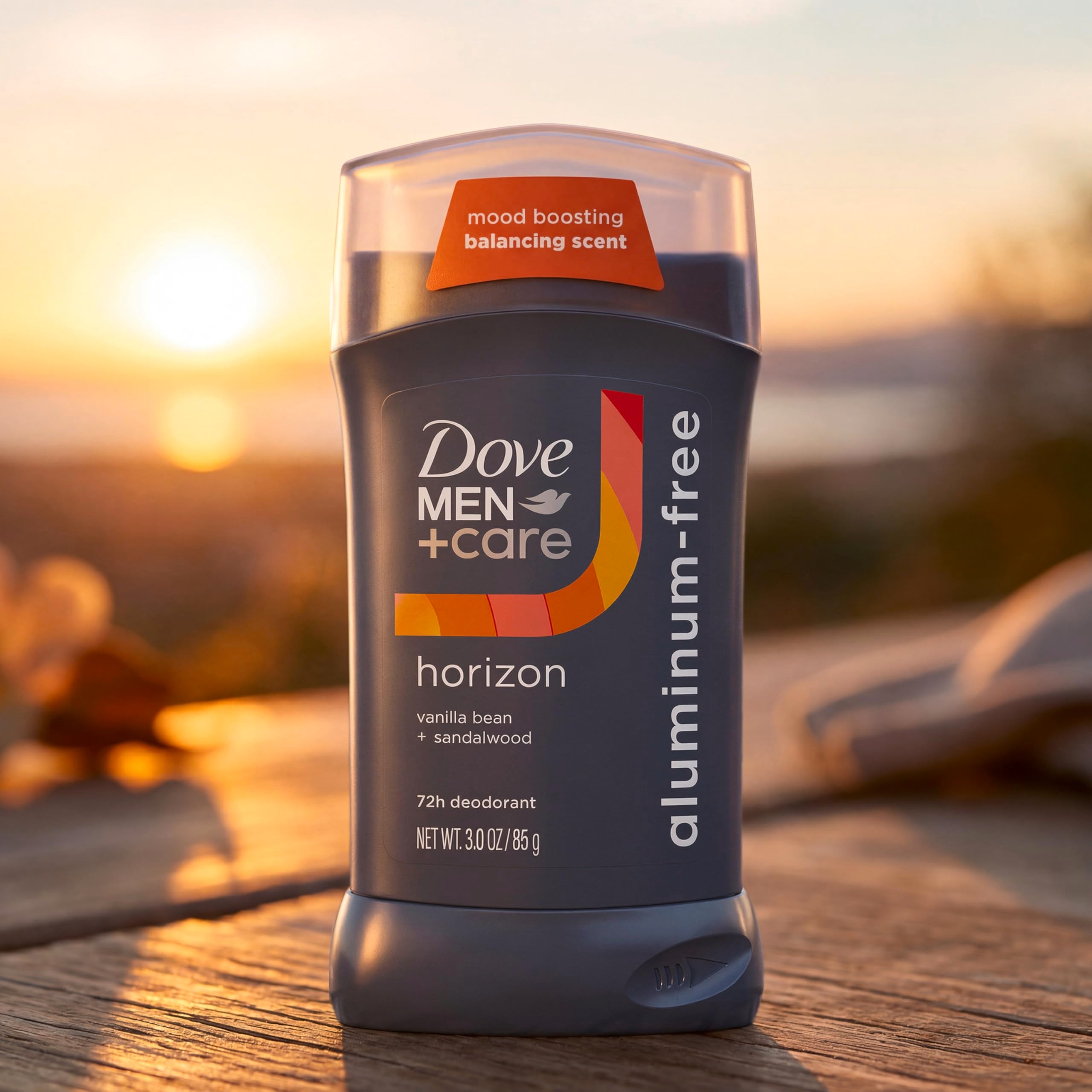 DOVE MEN + CARE Aluminum‑Free Deodorant Stick for Men, Vanilla Bean & Sandal Wood Mood Boosting Scent, 72HR Odor Protection, 3 oz