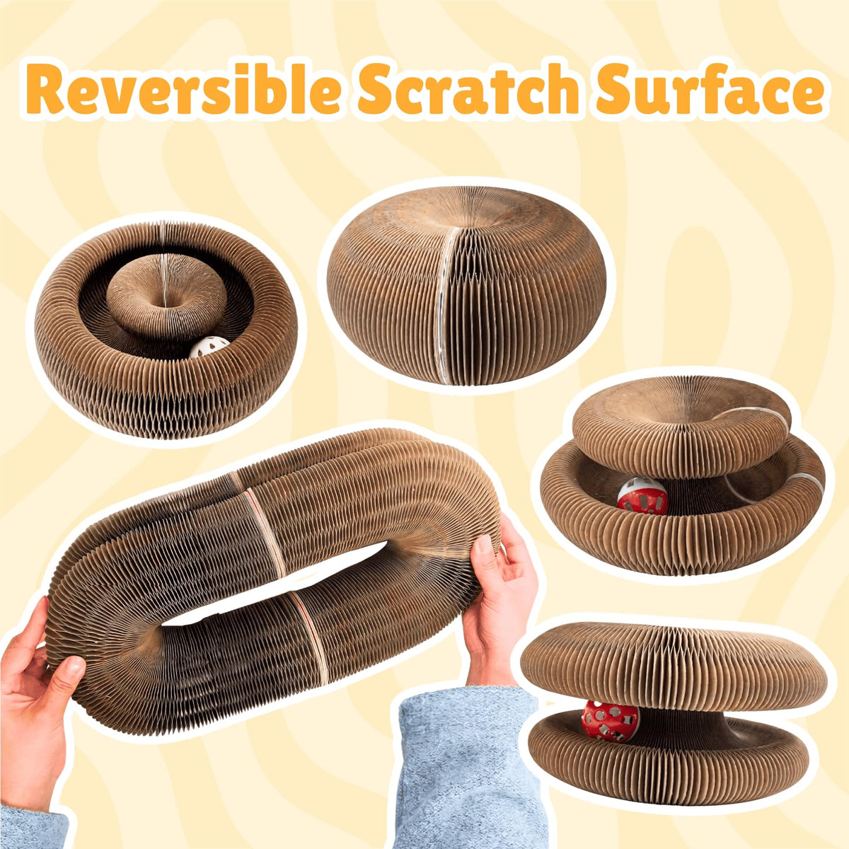 KITTY KURLZ Interactive Cat Toy & Cardboard Cat Scratcher