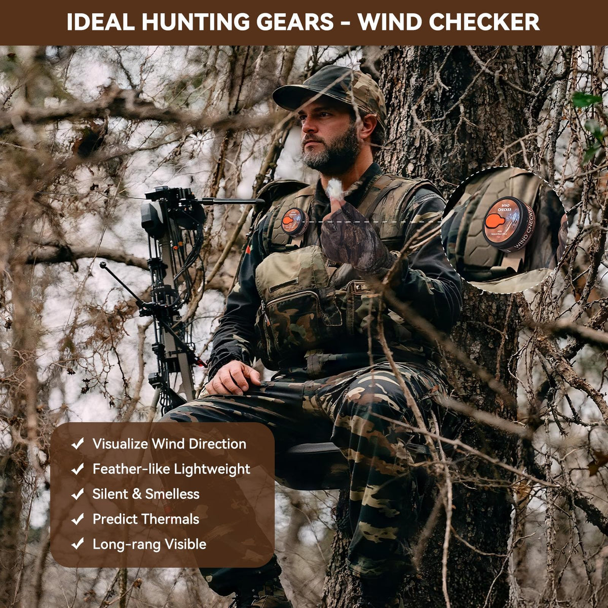 GearOZ Wind Direction Indicator Checkers Powder-Free Natural Fiber