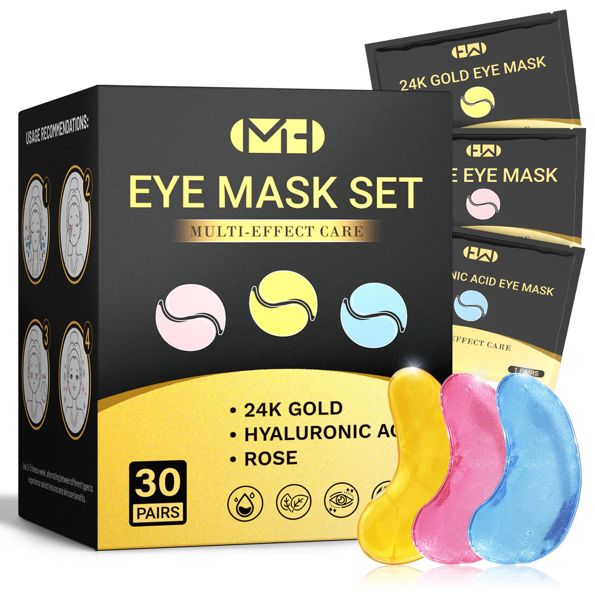 Under Eye Patches 30 Pairs, Eye Masks for Dark Circles Puffy Eyes