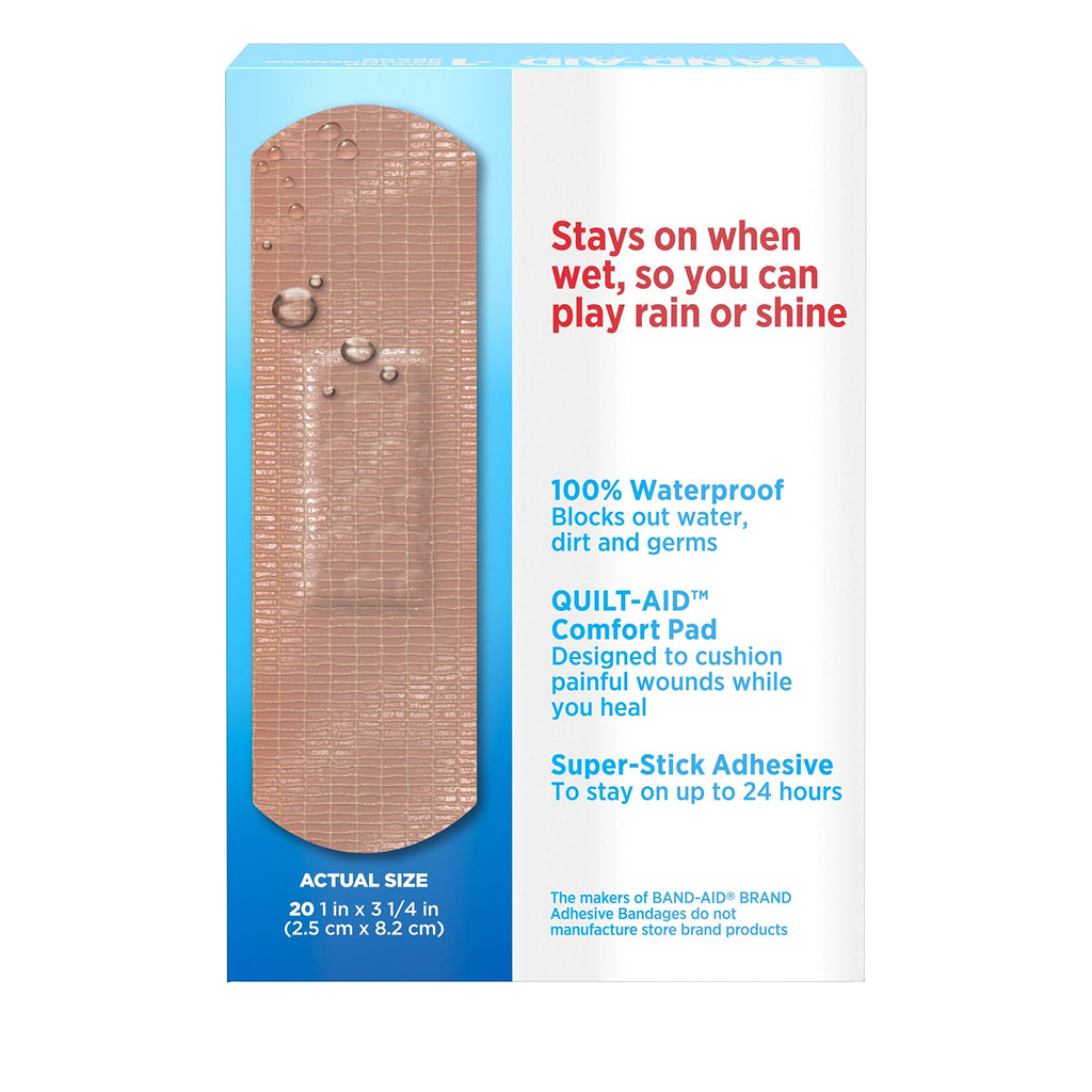 Buy now Band-Aid Brand Water Block Waterproof Tough Adhesive Bandages for Minor Cuts and Scrapes, All One Size, 20 Count (Pack of 1) at indiglob india