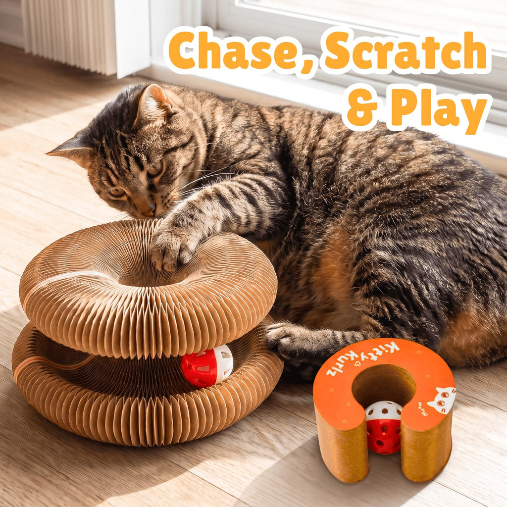 KITTY KURLZ Interactive Cat Toy & Cardboard Cat Scratcher