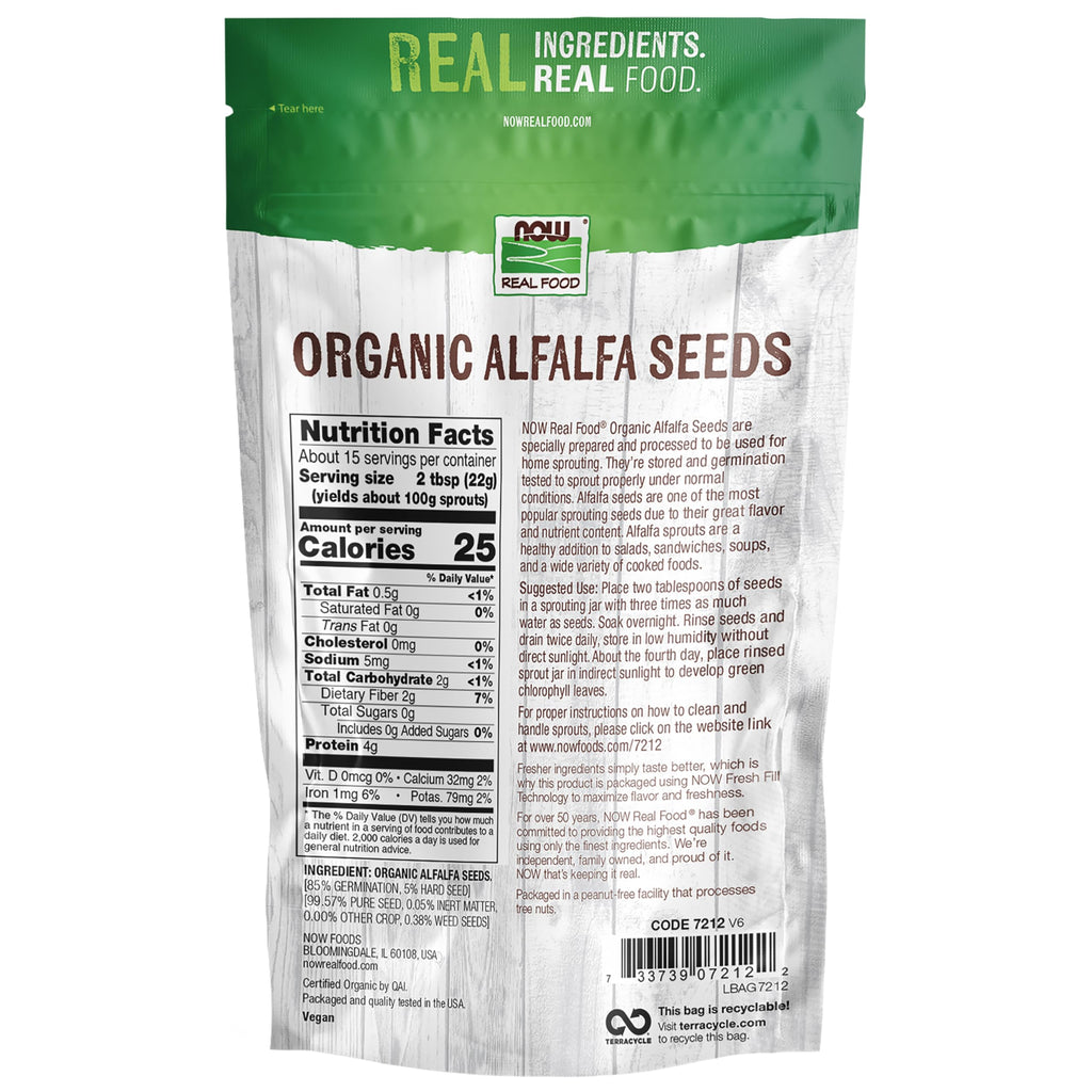Buy now NOW Foods, Organic Alfalfa Seeds For Sprouting, Grown in the USA, Certified Non-GMO, 12-Ounce (Packaging May Vary) at indiglob india