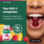 Physician's CHOICE Fiber Gummies for GLP-1 Support - No Sugar Added & Vegan - Raspberry Lemon - Natural Chicory Root Prebiotic Fiber Gummy - Digestive Health & Regularity for Women & Men - 60CT