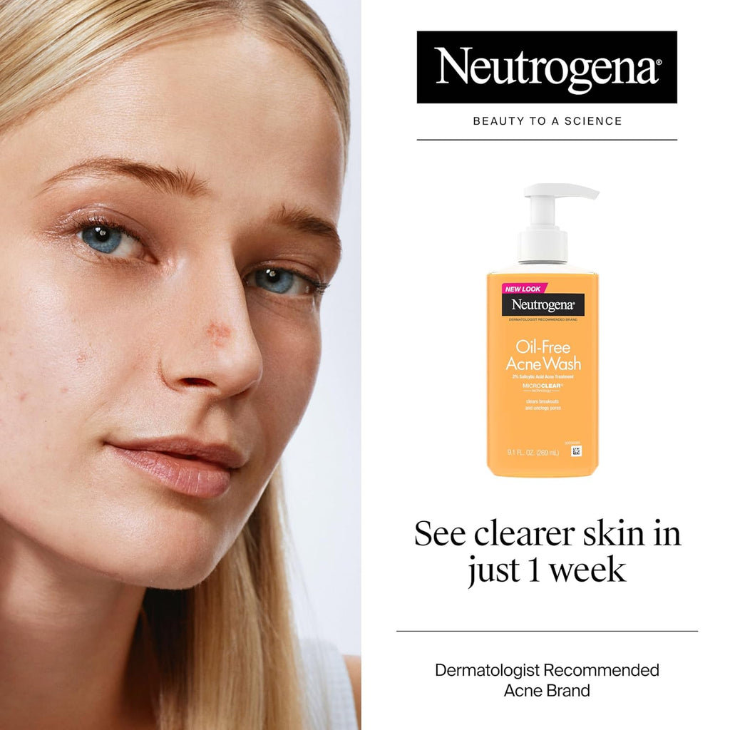 Buy now Neutrogena Oil-Free Acne Face Wash, Breakout Prone Skin Facial Cleanser with 2% Salicylic Acid Acne Treatment for Face, 9.1 fl. oz at indiglob india