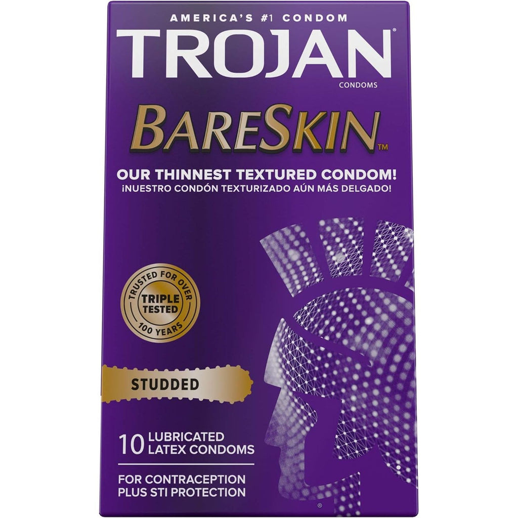 Buy now Trojan Studded Bareskin Lubricated Condoms - 10 Count at indiglob india