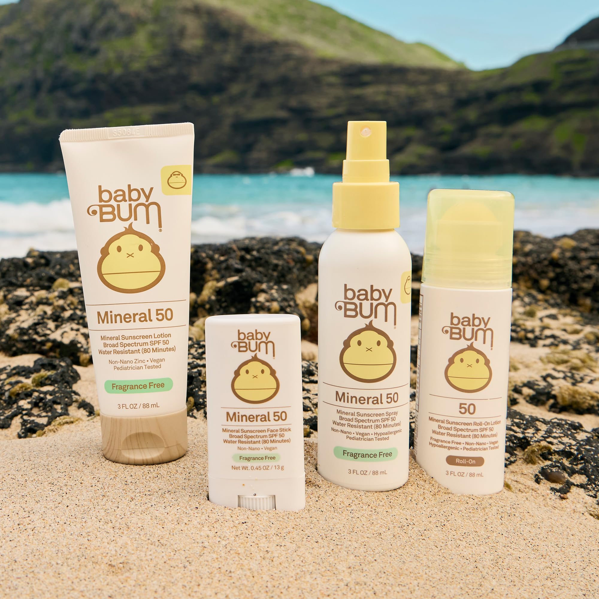 Sun Bum Baby Bum Mineral SPF 50 Roll-On Sunscreen - Vegan and Hawaii 104 Act Compliant (Without Octinoxate & Oxybenzone) - Broad Spectrum Moisturizing UVA/UVB - Travel Size - 3 oz
