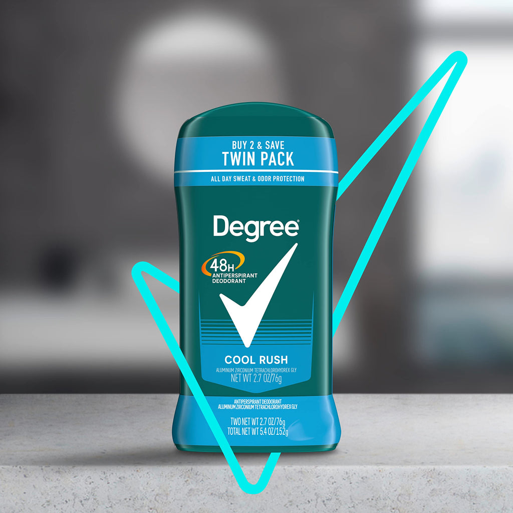 Degree Men Original Antiperspirant Cool Rush Twin Pack Sweat 2 Pack 2.7 oz | 48-Hour Sweat & Odor Protection for Men
