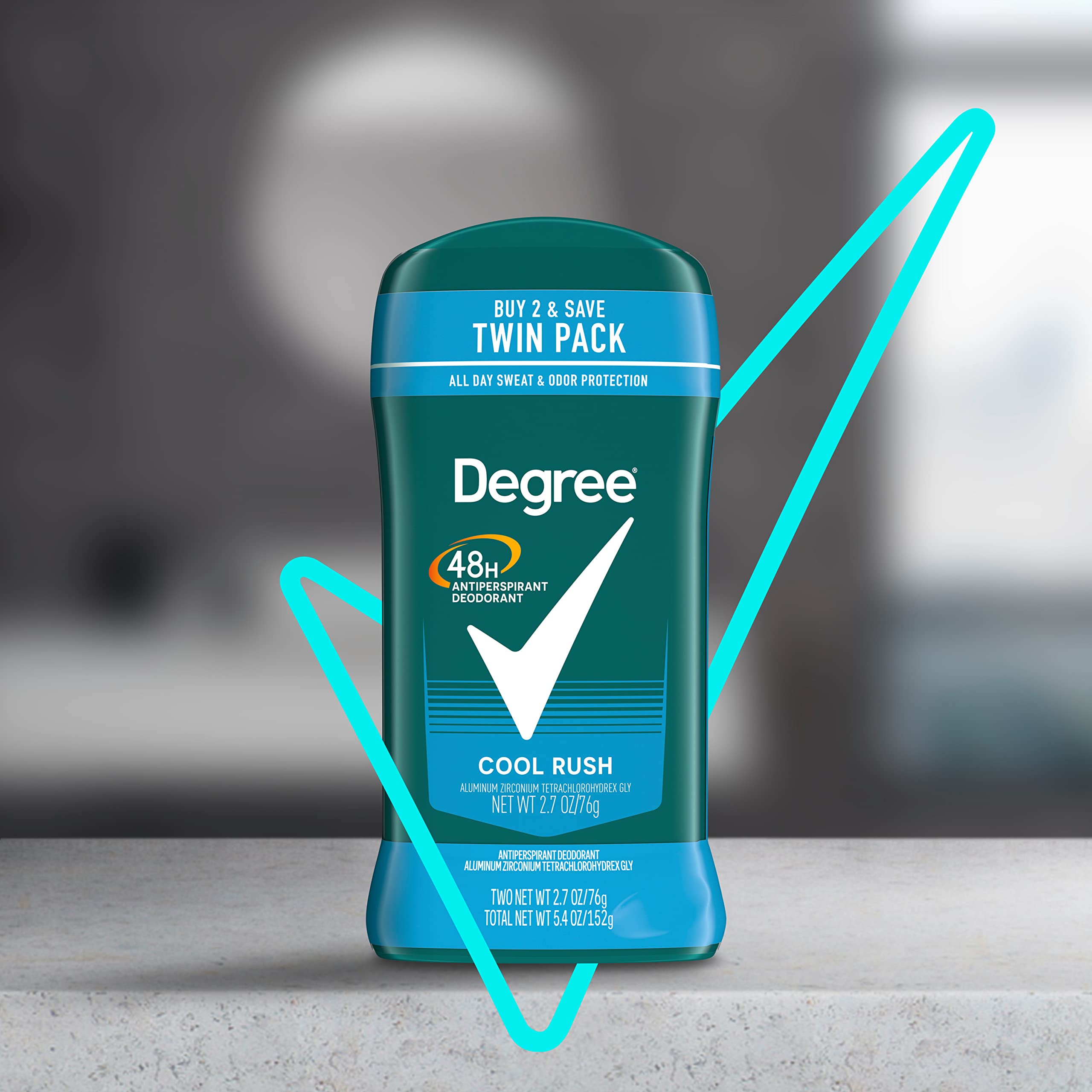 Degree Men Original Antiperspirant Cool Rush Twin Pack Sweat 2 Pack 2.7 oz | 48-Hour Sweat & Odor Protection for Men