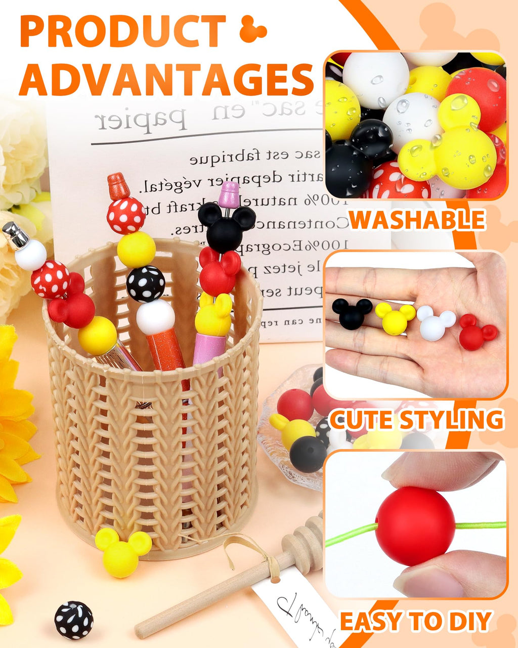 FIVEIZERO 76PCS Mouse Silicone Beads Kit