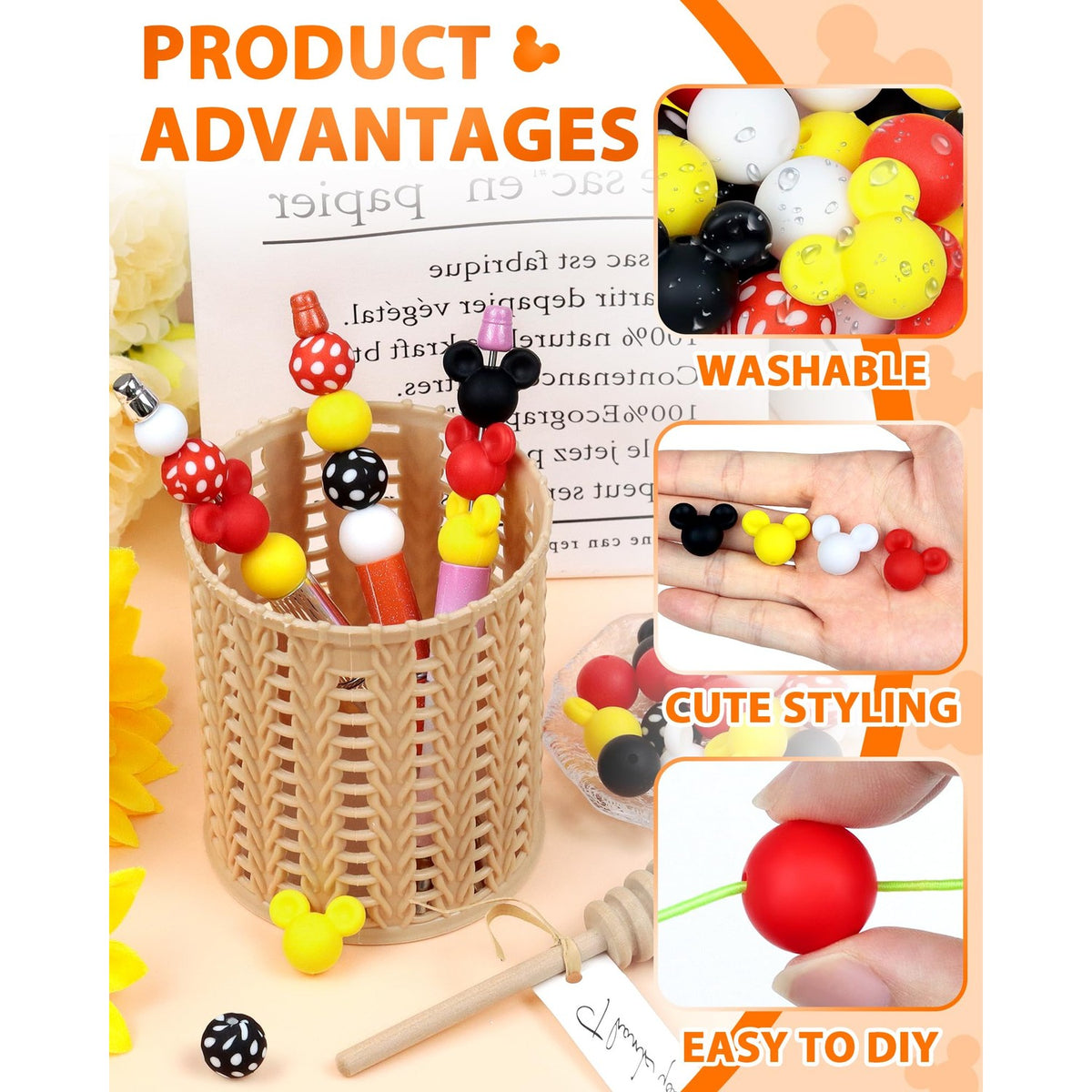 FIVEIZERO 76PCS Mouse Silicone Beads Kit