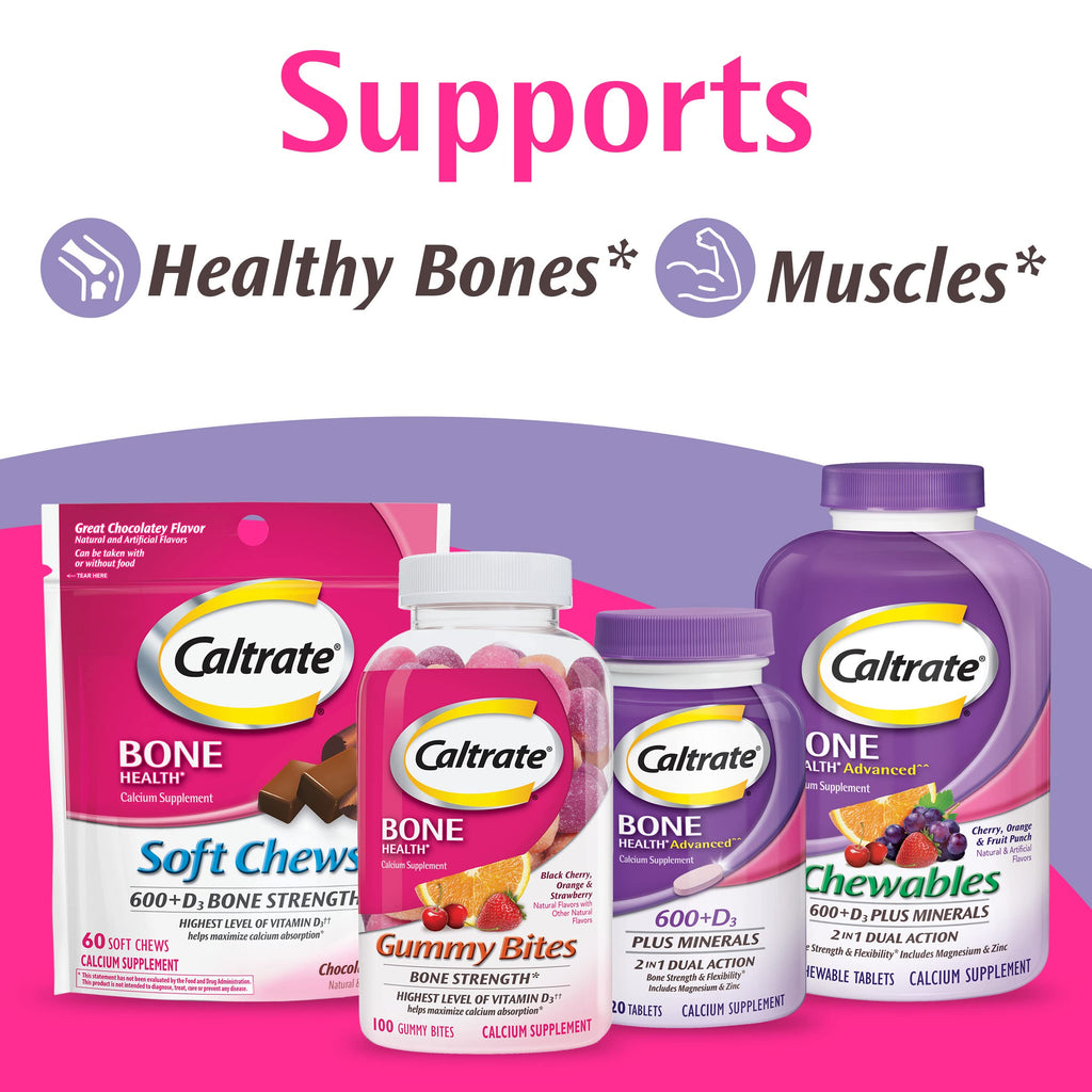 Caltrate 600 Plus D3 Vitamin D and Calcium Supplement Tablets, 200 Count | Highest Level of Vitamin D3, Maximizes Calcium Absorption to Support Strong Bones and Daily Function